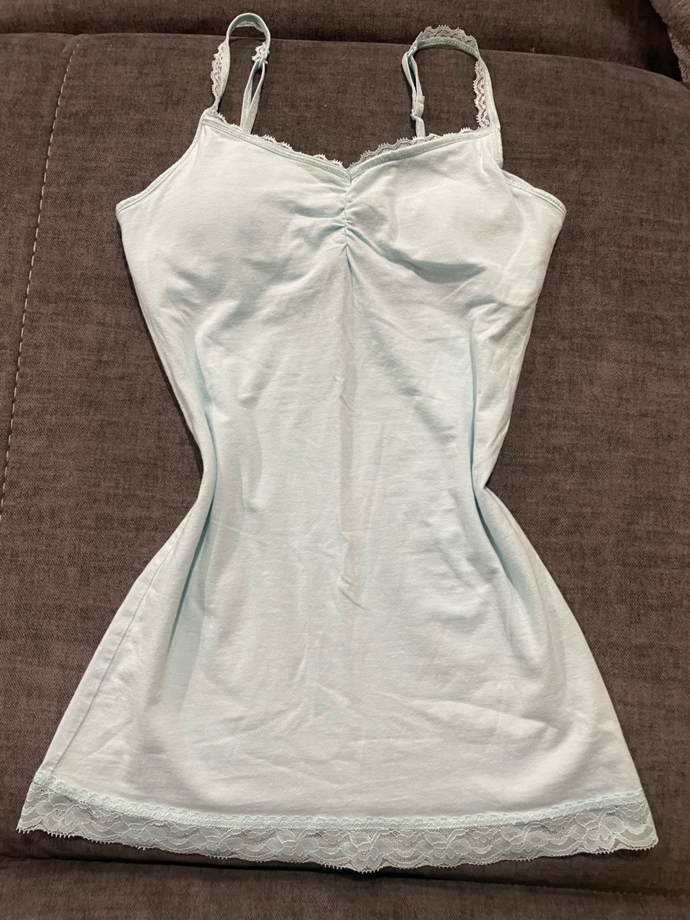 No Boundaries Pale Blue Ruched Front Tank Top